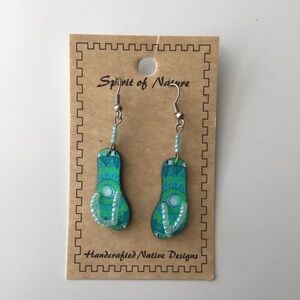 NEW Flip Flop Earrings AQUA MOON French Wire Pierced Spirit of Nature Drop Boho